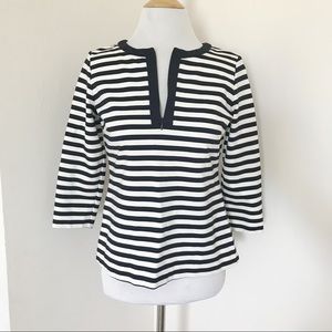 J. McLaughlin Striped 3/4 Sleeve Quarter Zip Nautical Top